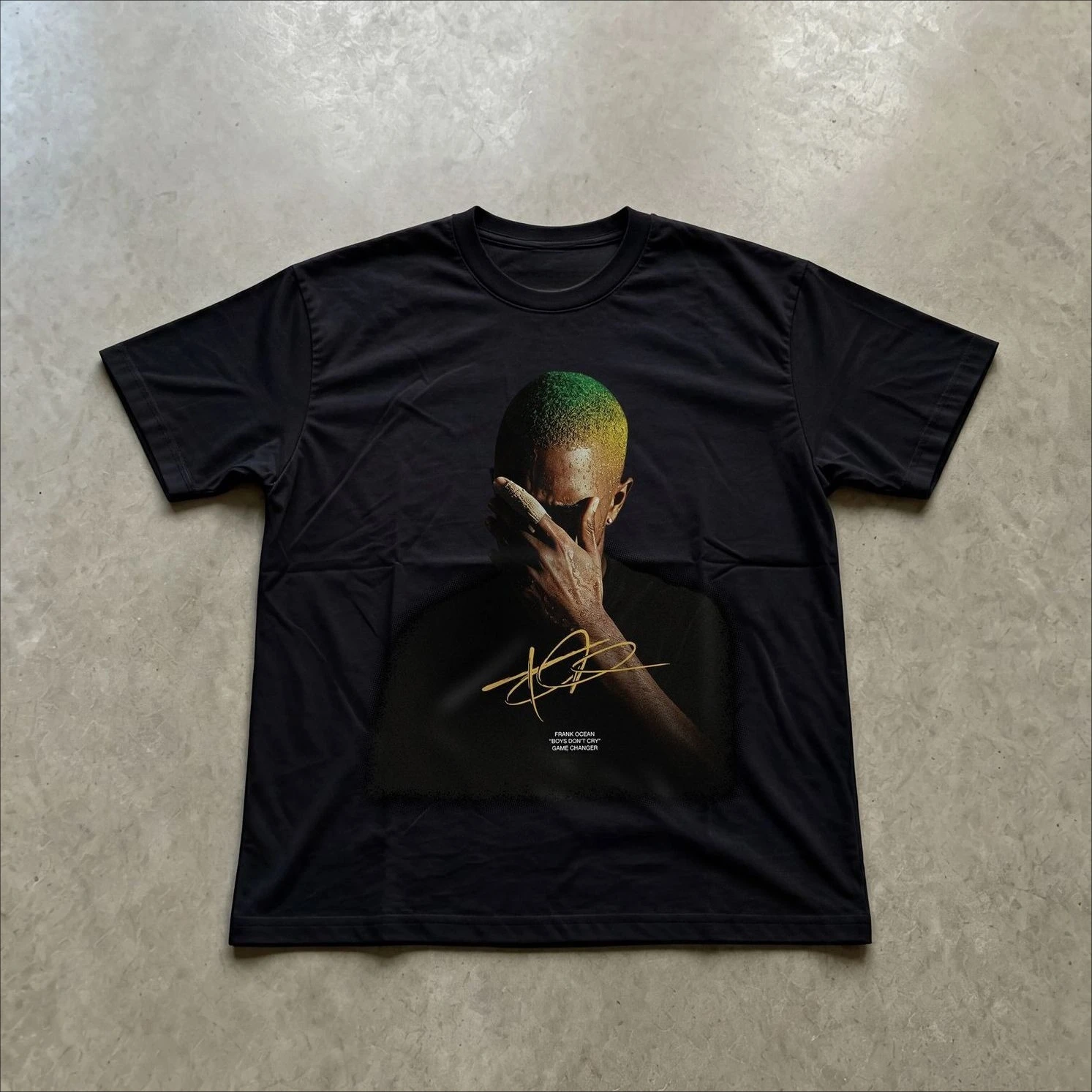 Men's T‑Shirt Retro Portrait Signature Graphic Print Crew Neck Short Sleeve Hip Hop Casual Street Daily Top