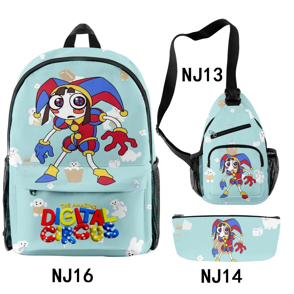 

Fashion Youthful The Amazing Digital Circus 3pcs/Set Backpack 3D Print Bookbag Laptop Daypack Backpacks Chest Bags Pencil Case