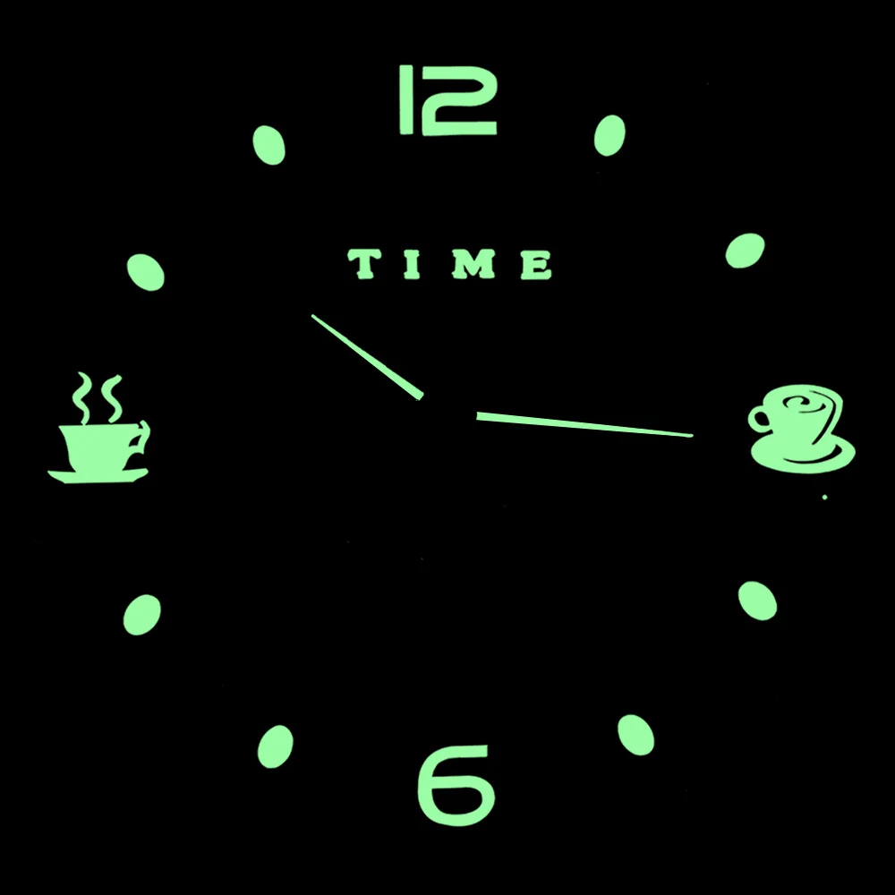 DIY Coffee Mug Wall Clock Restaurant Bar Clock Wall Decoration Clock Battery Not Included Luminous Home Decor 16inch