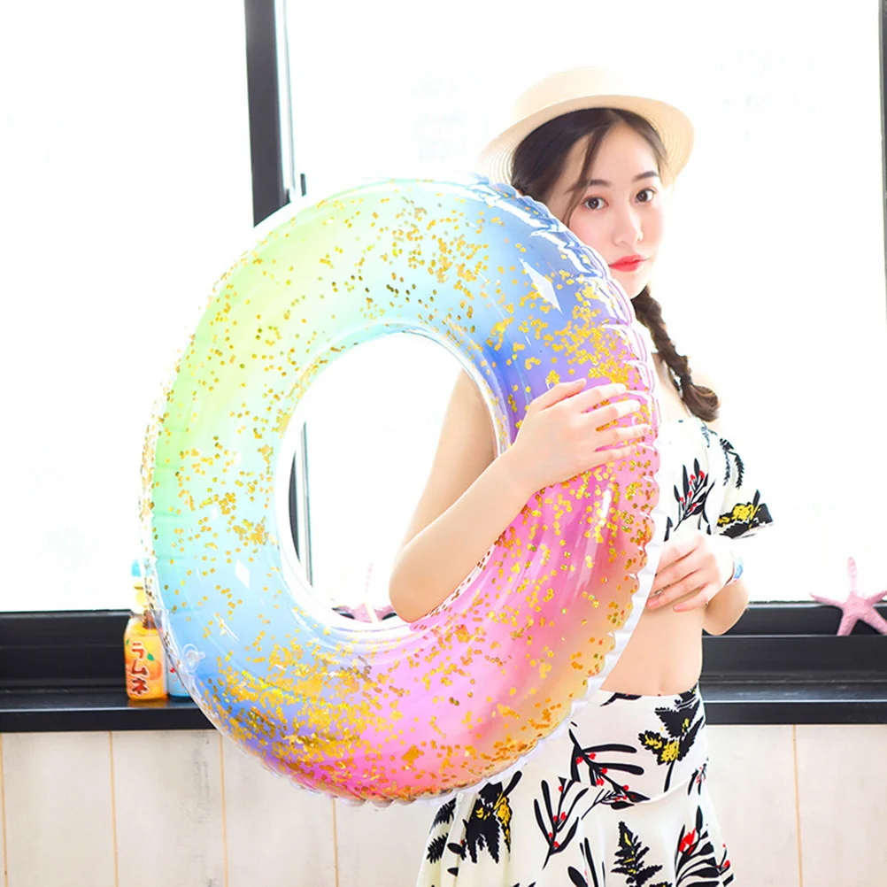 Inflatable Pools Adults Swim Float Trendy Rings Beachy Fashion Aid Swimming Rainbow Thicken