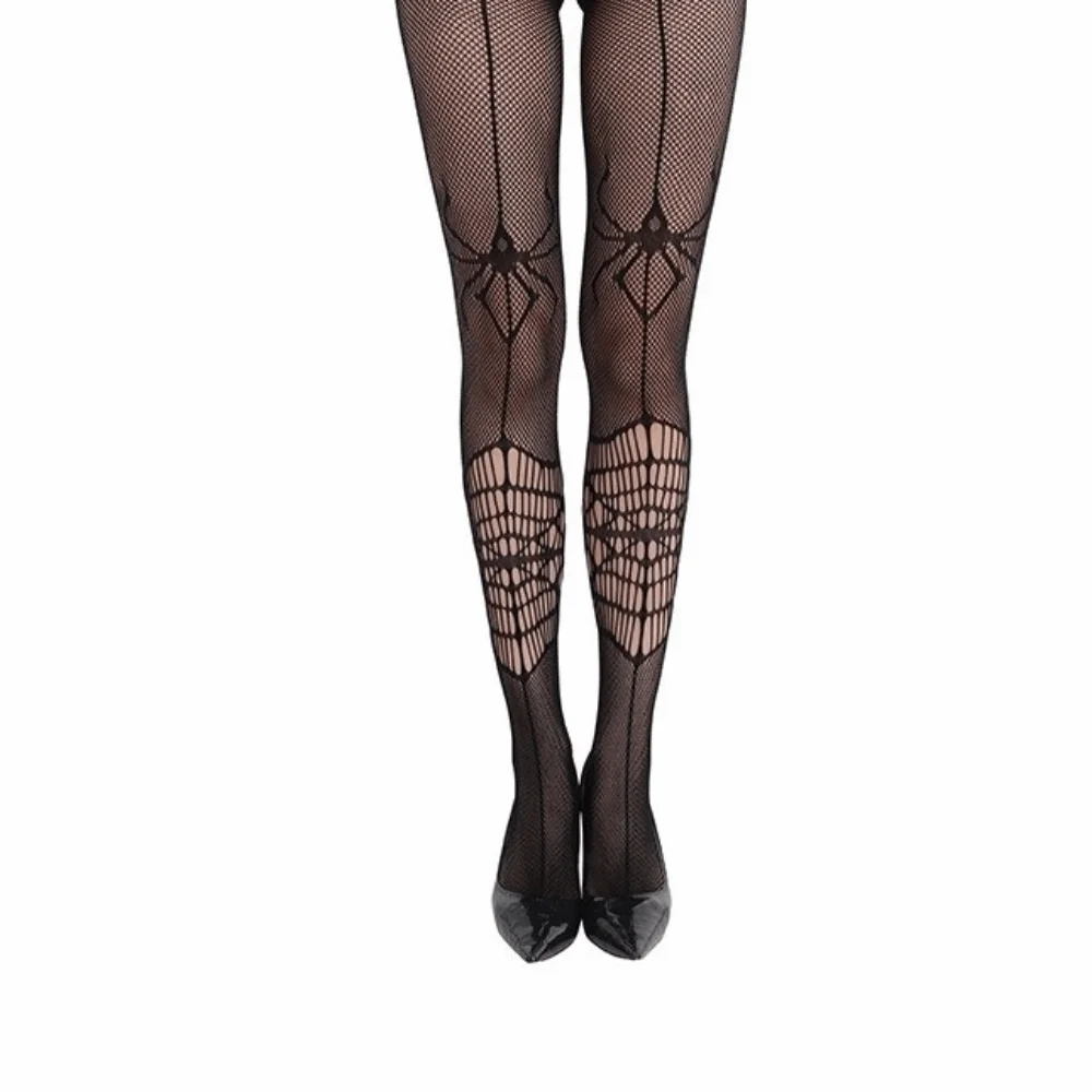 Breathable Hollowed Out Halloween Theme Pantyhose Fishnet Jacquard Ghost Bat Mesh Stockings Black Spider Web Pantyhose Party