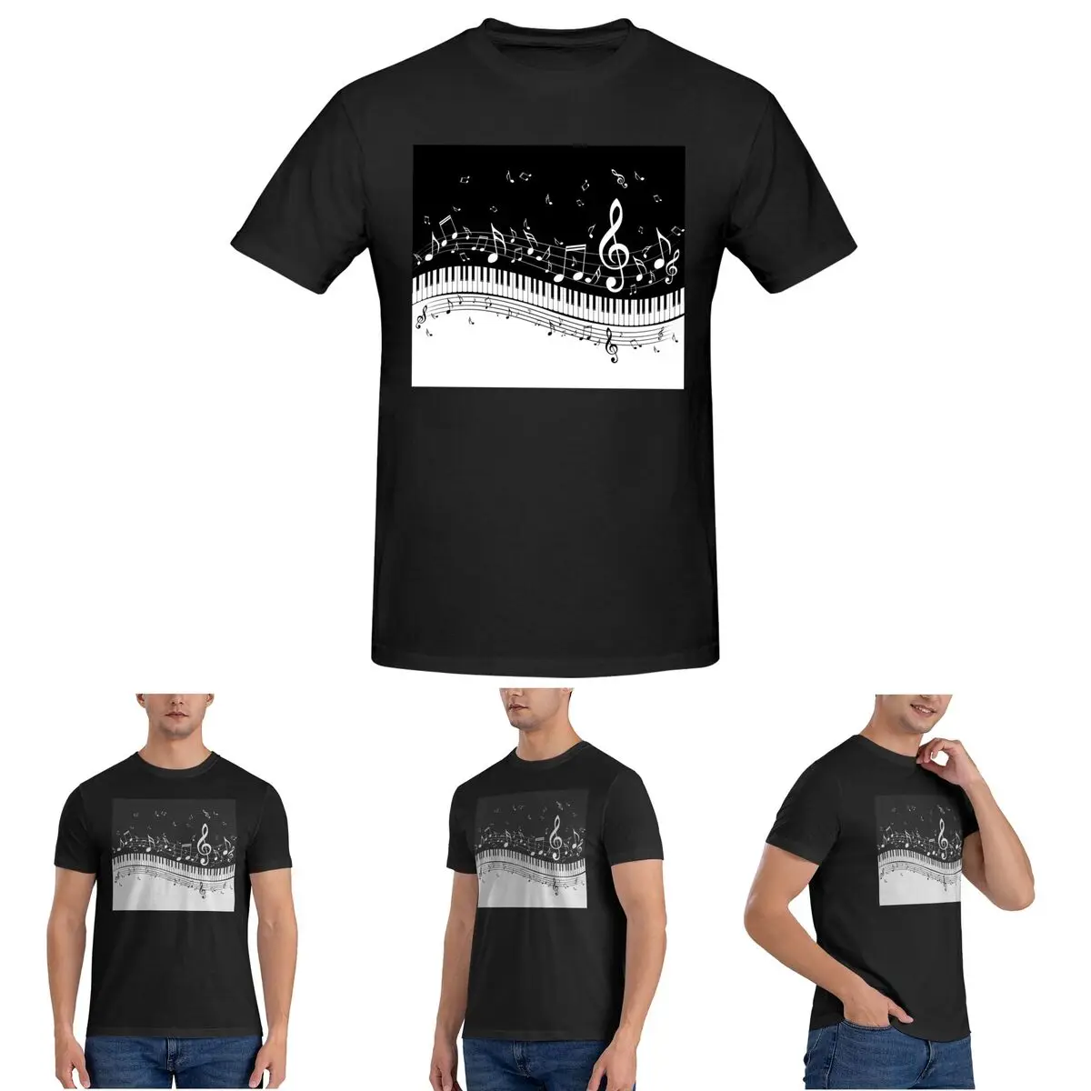 

Мужская футболка с абстрактными клавишами фортепиано и музыкальными нотами, хлопковые футболки, мужская летняя одежда с коротким рукавом и круглым вырезом, топы S-6XL