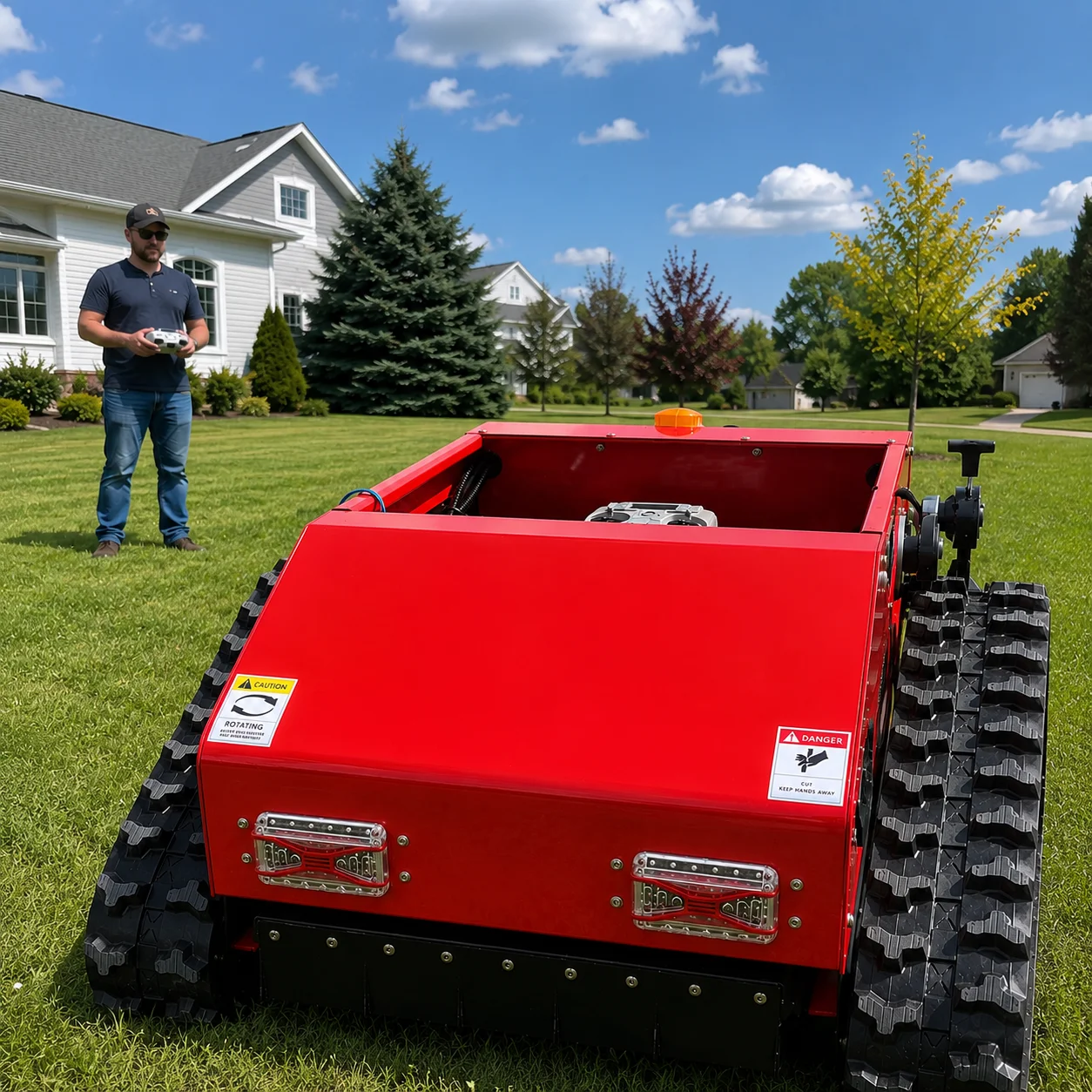 Custom Remote Control Crawler Lawn Mower Intelligent Slope Mowing Machine Heavy Duty Grass Cutter for Farm Orchard Hillside