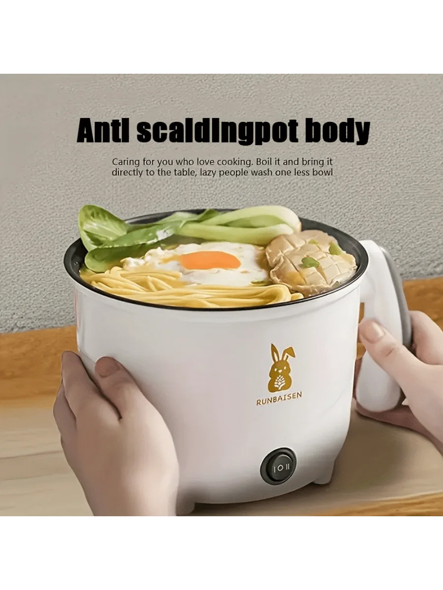RS18Mini Multifunctional Electric Cooker for Students Dormitory Rice Cooker  Dual Heat Levels for Frying/Boiling/Stewing Easy Cl