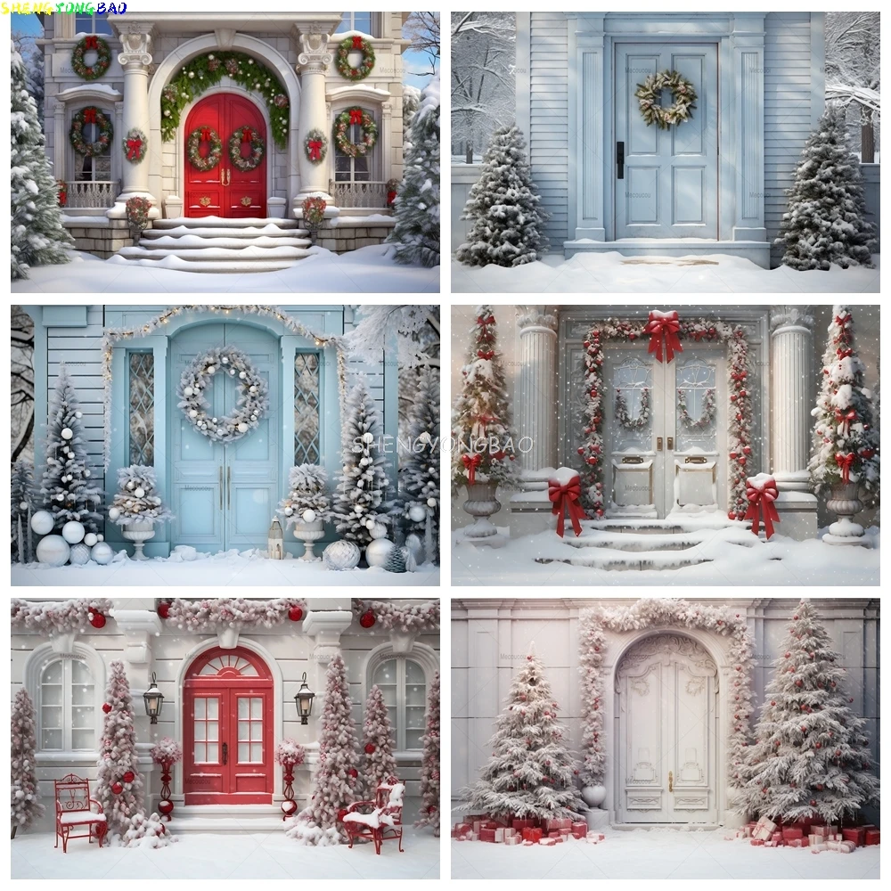 

Christmas Backdrop Custom Outdoor Winter Snowy Xmas Tree Gift Decor Kids Portrait Photography Background For Photo Studio SW-01