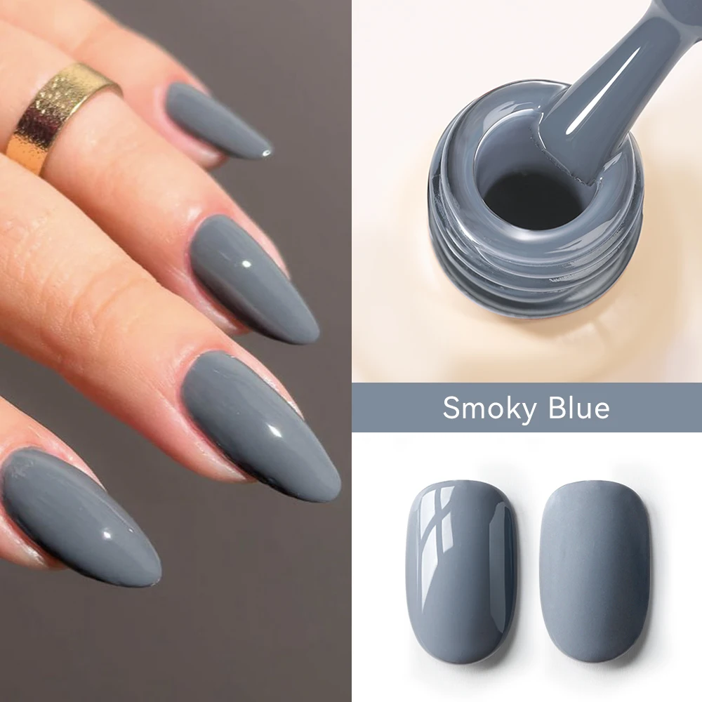 MAYCHAO Smoky Blue Color Gel Nail Polish 12ml Glossy Semi Permanent Soak Off UV LED Frosted Gel Nails Painting DIY Varnish