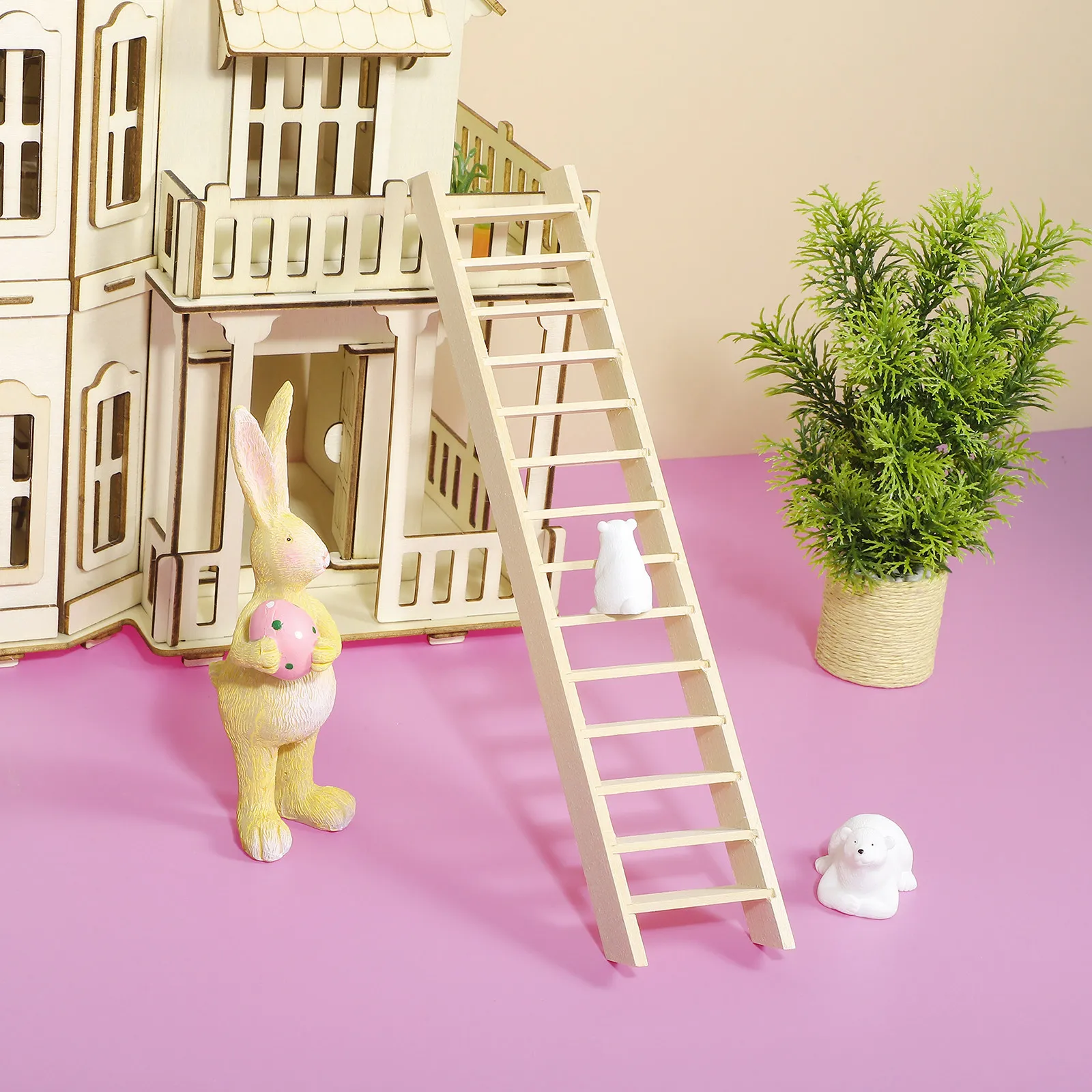 

Mini Wooden Ladder Small Size Miniature House Ladder DIY Decoration for Miniature Furniture Accessories Scene Craft