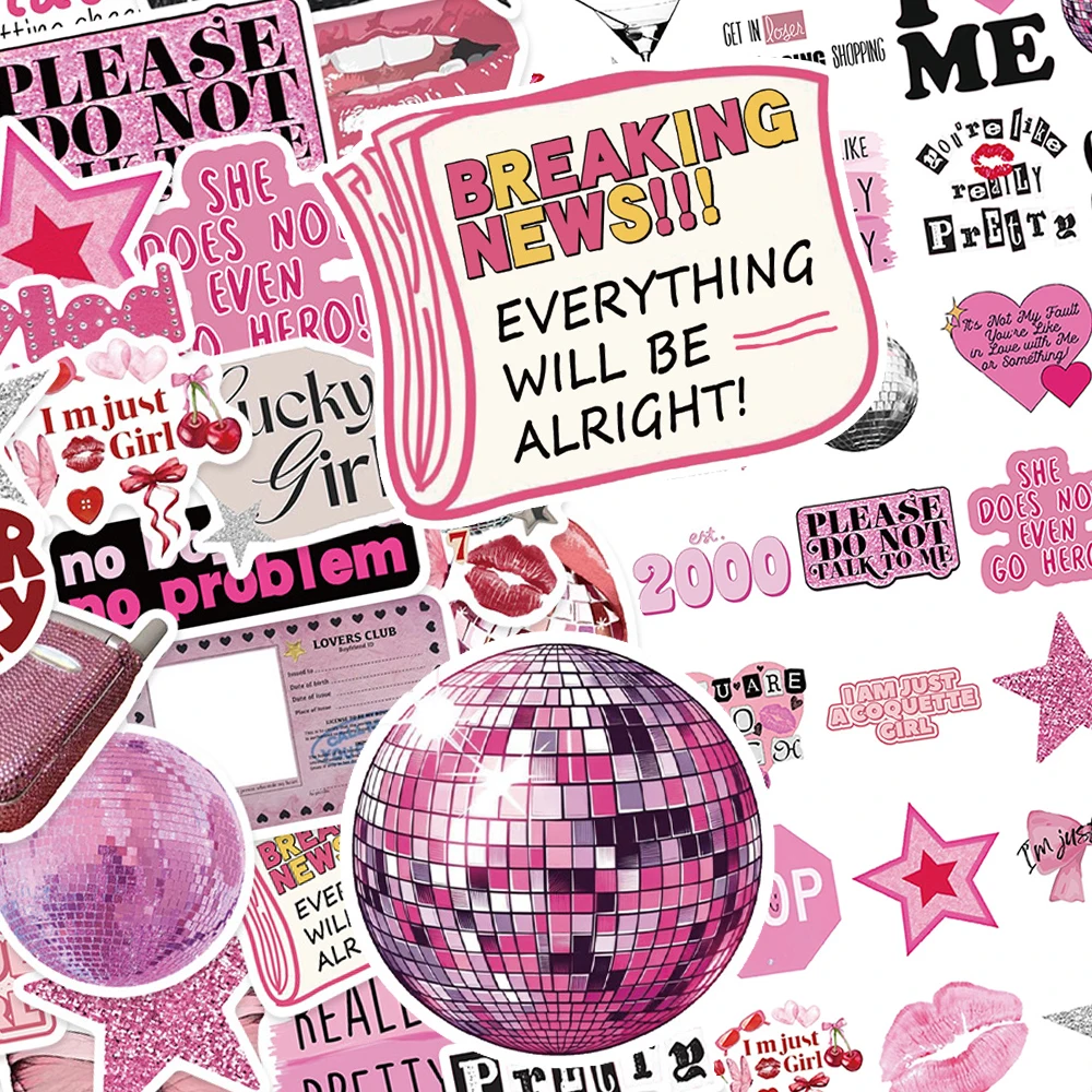 10/30/50pcs INS Stile Rosa Y2K Ragazza Serie Adesivi Retro Estetica Decalcomanie Decorazione Telefono Bagagli Notebook Carino pacchetto di adesivi