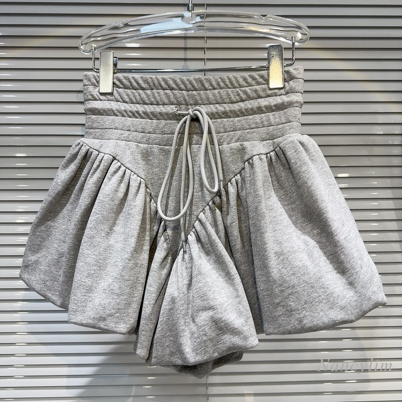 

2024 Autumn New Drawstring Lace-up Elastic Waist High Waist Skirt Grey Bud Skirt for Women