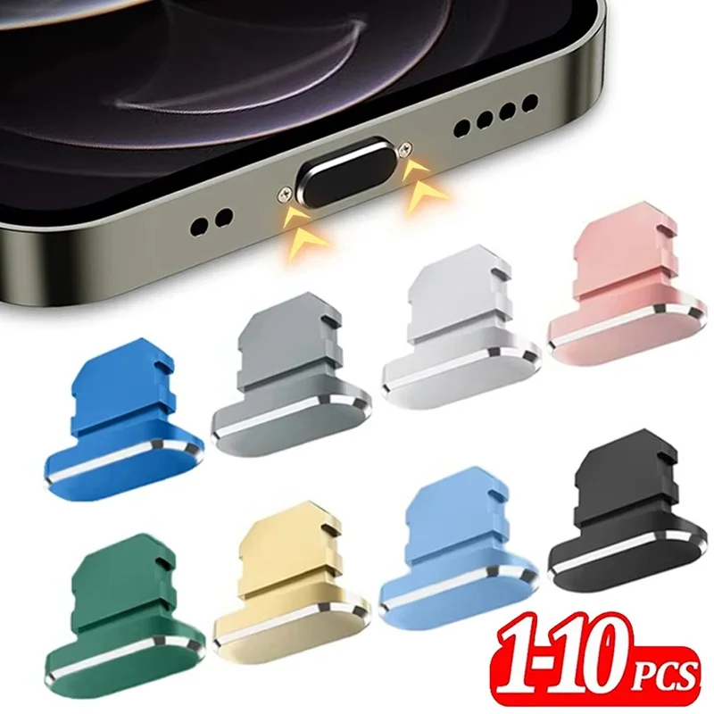 2/4/6/10PCS Aluminum Alloy Anti Dust Plug For IPhone 14 13 12 Pro Max Mini Plus IPad AirPods Apple Series Anti Dust Plug Cover