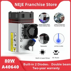 NEJE A40640 Laser Module Kit PWM/TTL 450nm 80W Laser Head Built-in Double Diodes for Stainless Steel Engraving Wood Cutting Tool