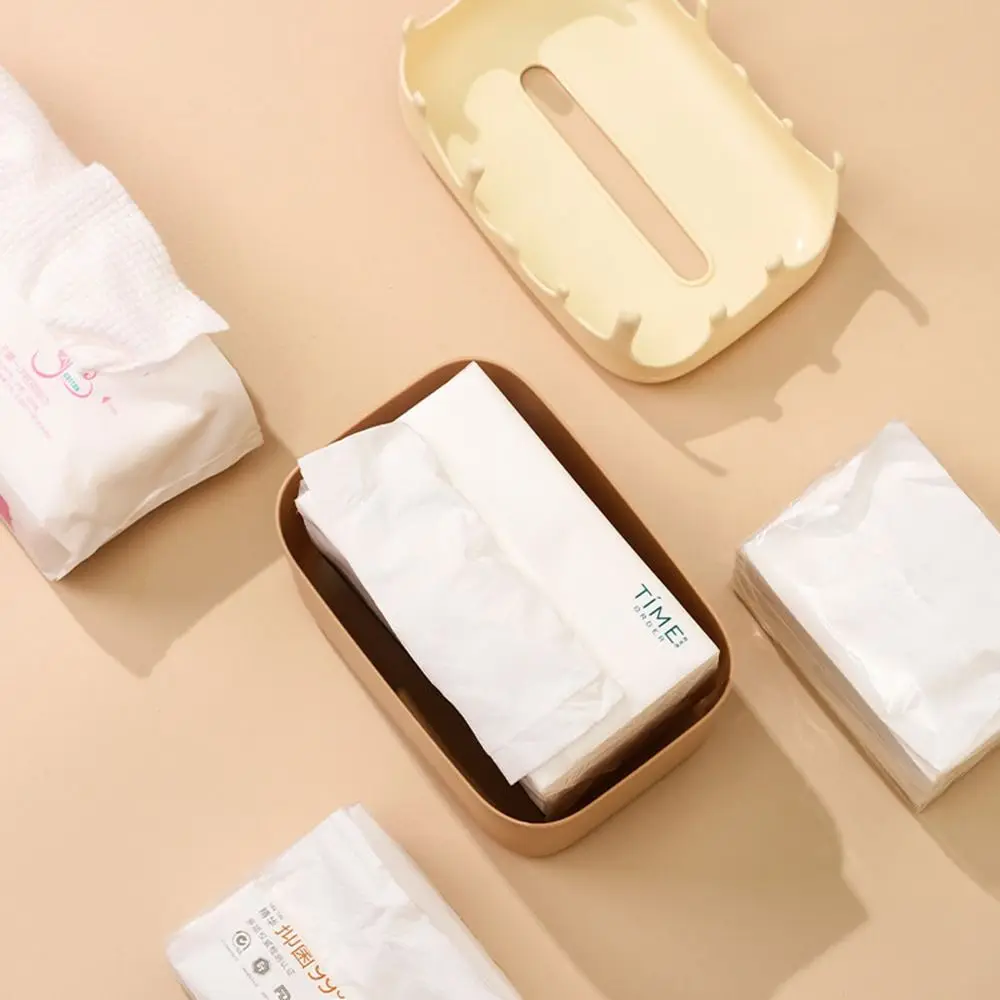 

Cute Cream Tissue Box with Accessories Spring Lifting Paper box DIY Large Capacity Tissue Storage Box Living Room Bathroom
