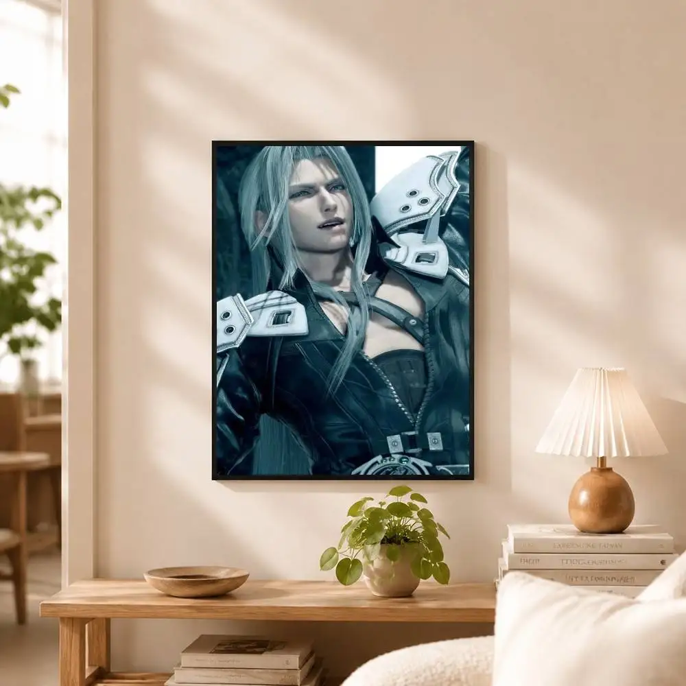 Cool S-Sephiroth FF7 Poster Waterproof Wall Art Sticker For Bar Living Room Vintage Decor High Quality Print Gift