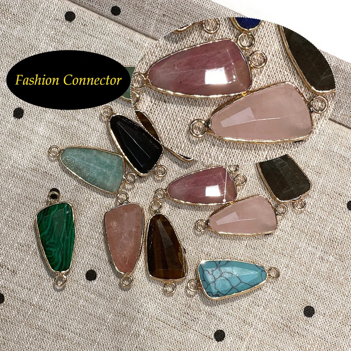 Trendy Connector Natural Stone Irregular Trapezoid Connector 13x31mm For Jewelry Making DIY Necklace Bracelet Earrings Accessory