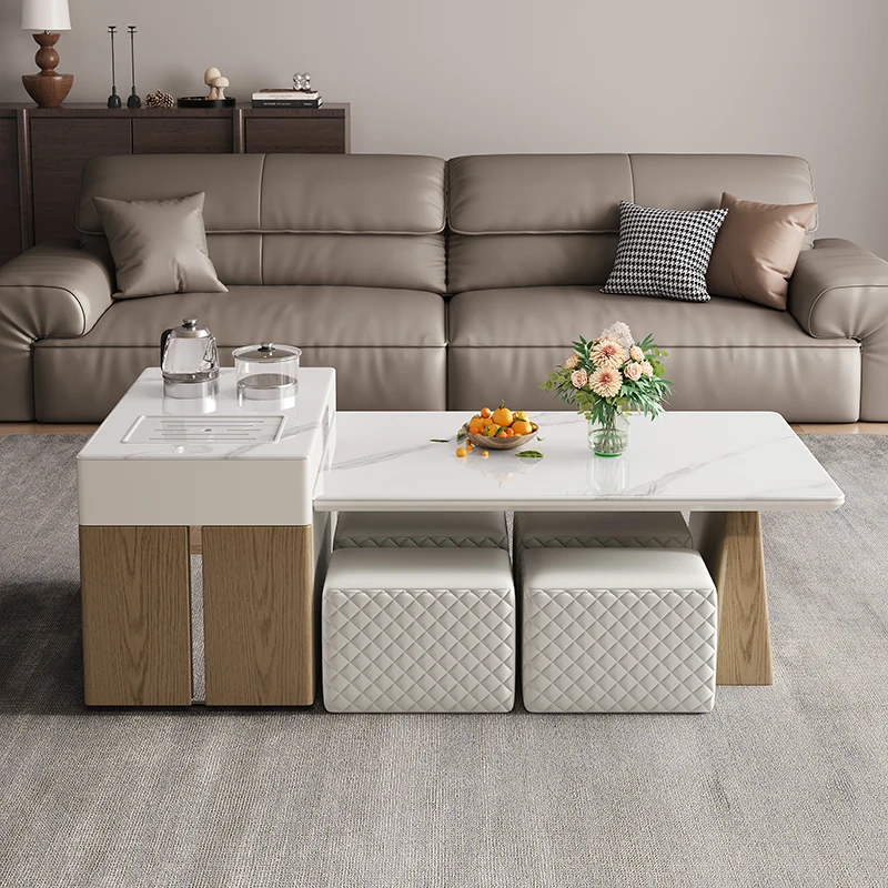 Glass coffee table light luxury modern living room home multi-functional stretchable new coffee table