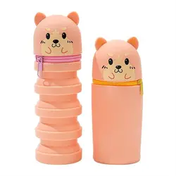 Cartoon Silicone Pencil Case With Zipper Stationery Storage Bag Desk Organizer Animal Shape Pen Pouch