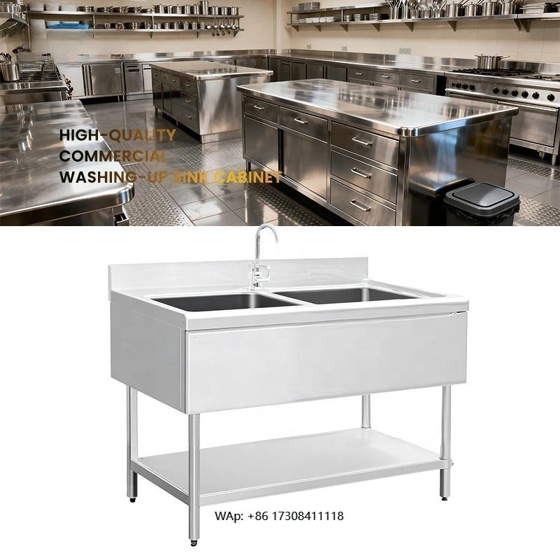 Made Single Double Triple Kitchen Sink Portable Stainless Steel Commercial Washing Sink for Restaurant