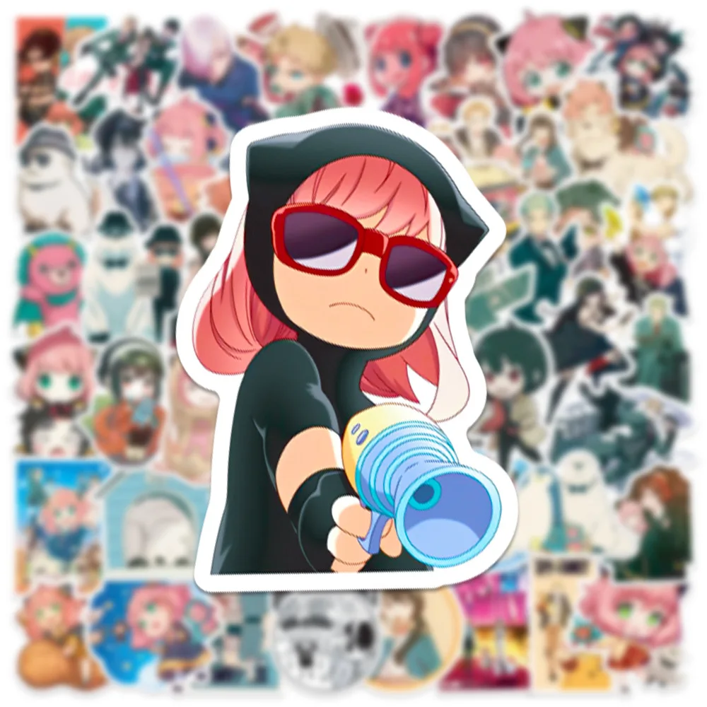 50Pcs Kawaii Anime SPY×FAMILY Stickers Cute Anya Forger Cartoon Girl Decals Laptop Notebook Phone Case Sticker Decoration