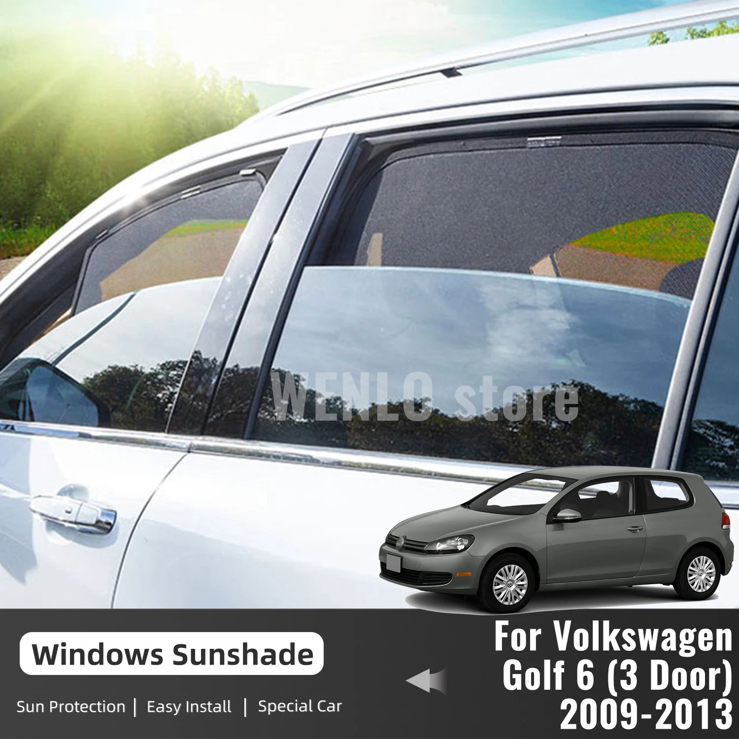 

For Volkswagen VW Golf 6 3 door Golf6 2009-2013 Car Sunshade Magnetic Front Rear Windshield Curtain Side Window Sun Shade Visor