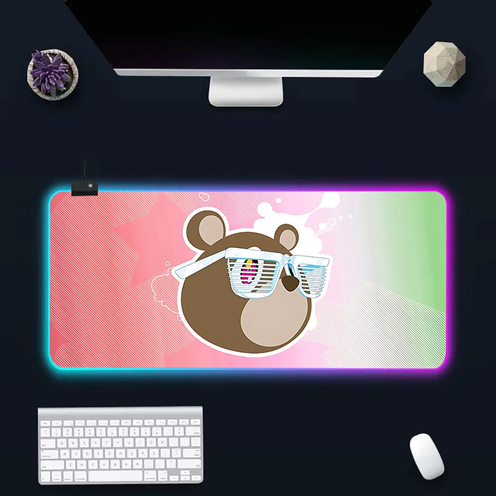 Kanye West Graduation RGB Pc Gamer Keyboard Mouse Pad Mousepad LED Glowing Mouse Mats Rubber Gaming Computer Mausepad