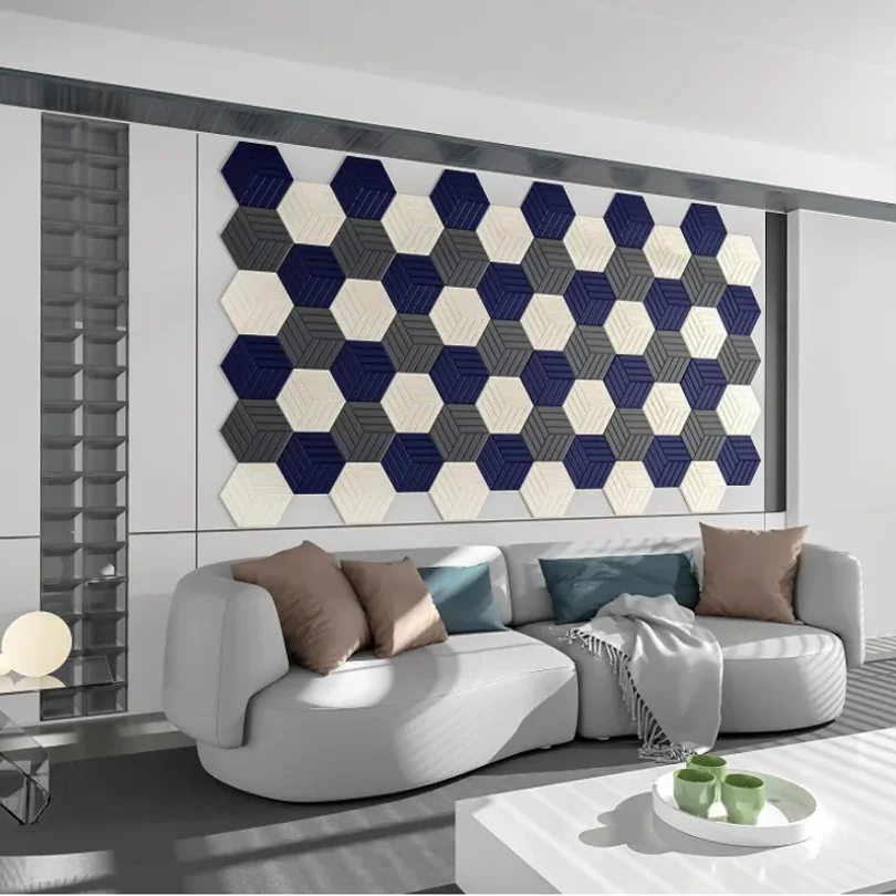 Self Adhesive Felt Wall Stickers Hexagonal Recording Studio KTV Kindergarten Wall Decor Sound Reduction Noise Reduction Panels