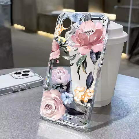 Soft TPU Phone Case For Samsung Galaxy S24 Ultra Fundas S25 Plus S23 S22 S21 S20 Fe A55 5G A54 A53 A52s A15 Clear Flower Covers