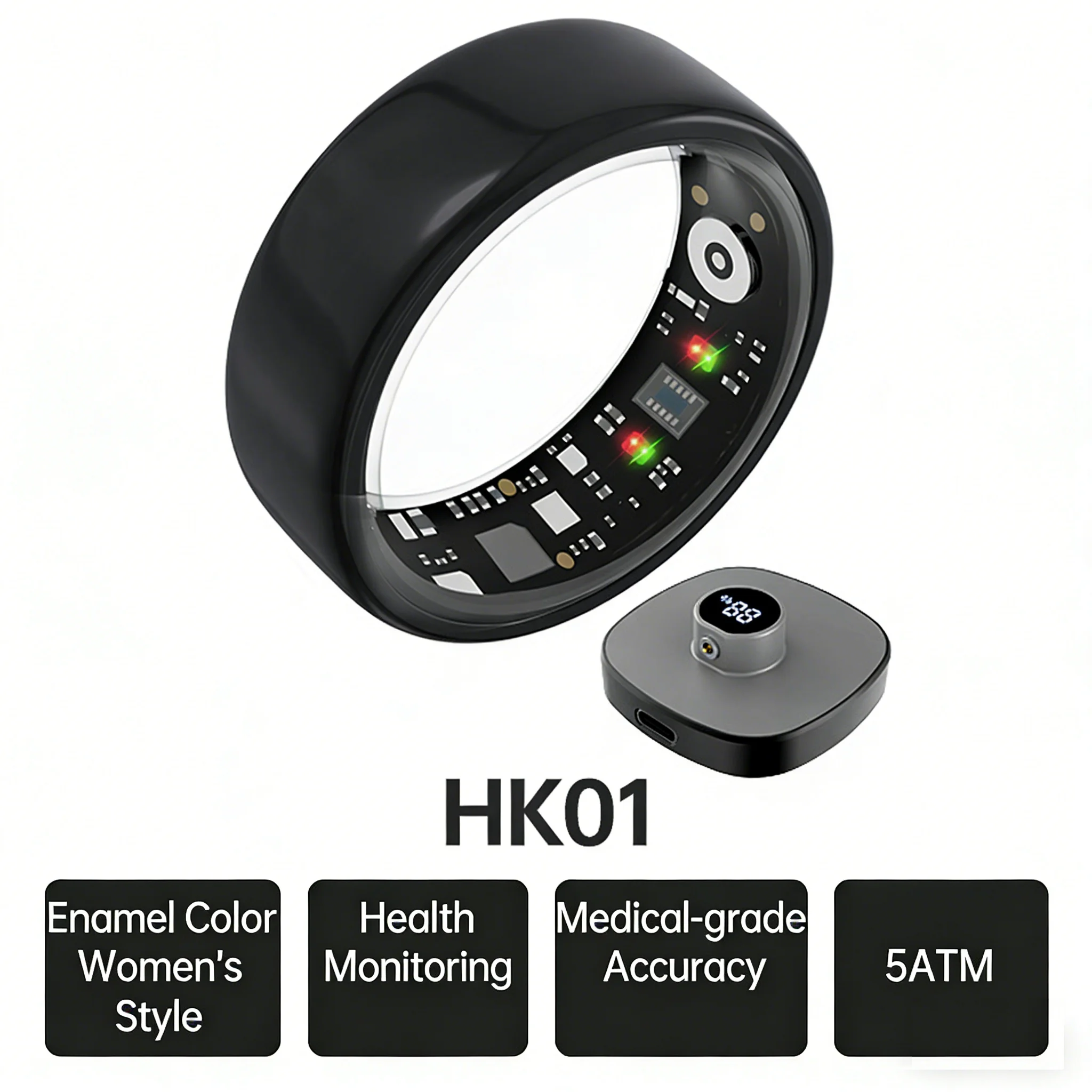 Popular Smart Ring Fitness Tracker Heart Rate Blood Oxygen Sleep Monitoring Step Counting Female Cycle Tracking Waterproof