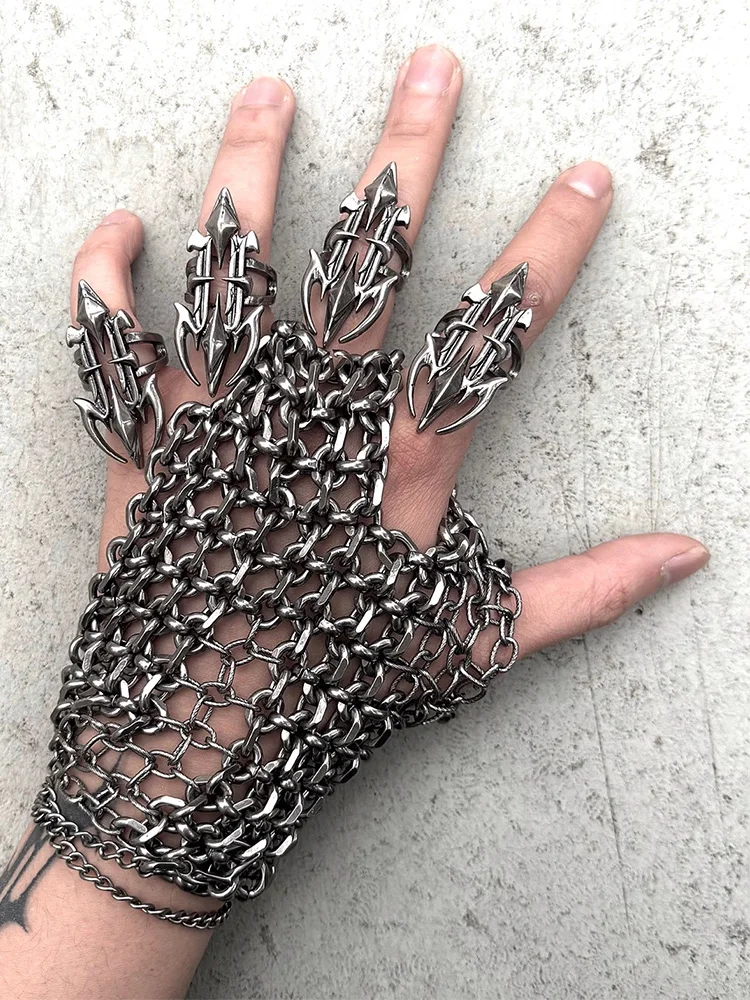 ZHUHE New Hollowed-out Opening Ring, Gothic Style Copper Jewelry Accessory For Men And Women