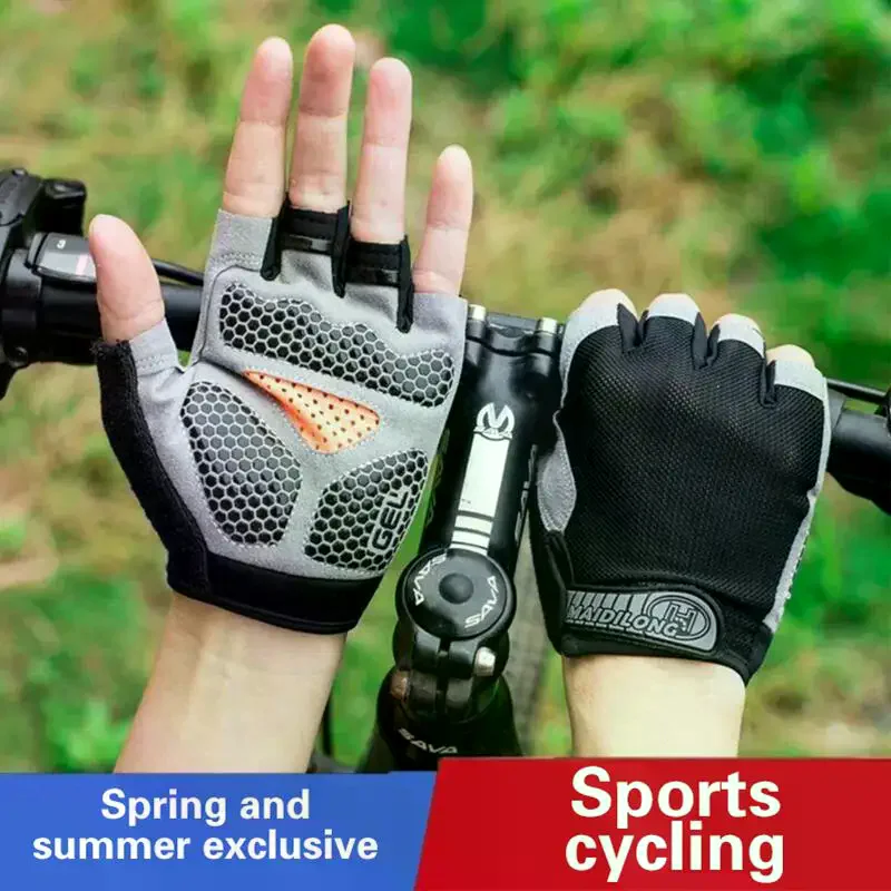 Half Finger Cycling Gloves Men Women Anti Slip Shock Breathable Summer Bicycle Fingerless Sports Gym Training Bike