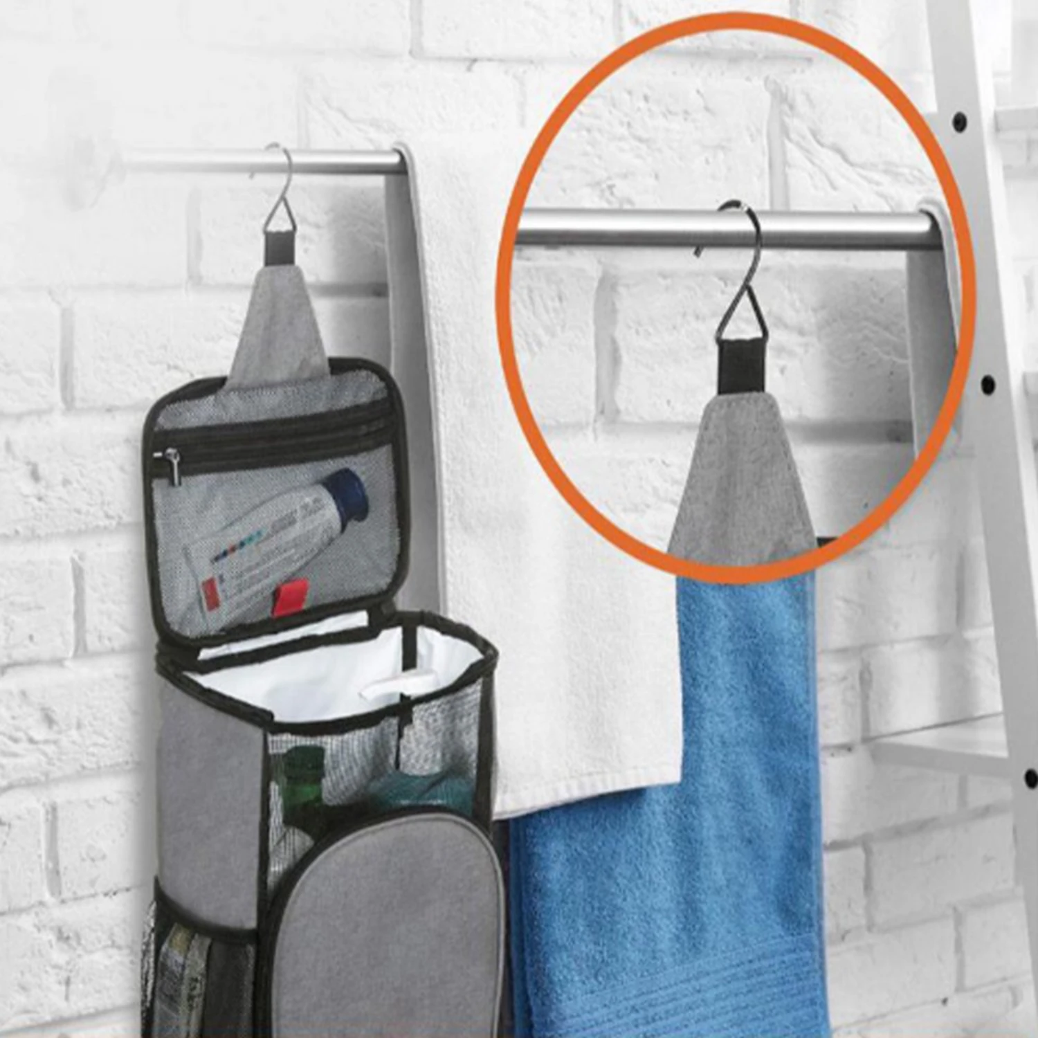 Borsa da toilette in rete con contenitore per doccia sospeso di grande capacità - 8,9 pollici