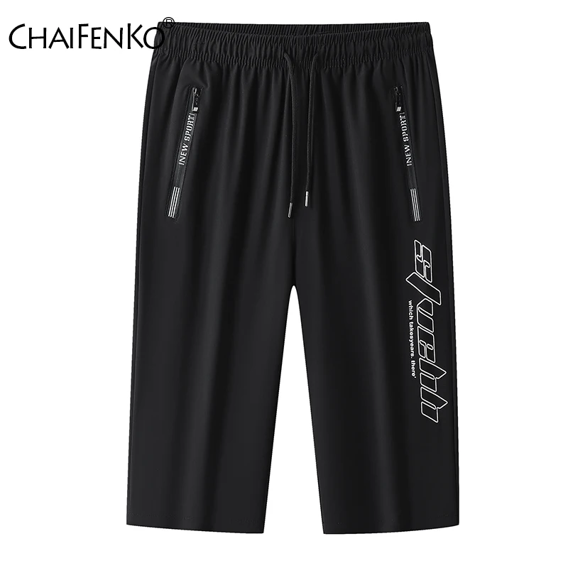 New Solid Printing Men Sports Shorts Summer Fashion Thin Style Casual Shorts Outdoor Quick Drying Zipper Pocket Capri Pants Men
