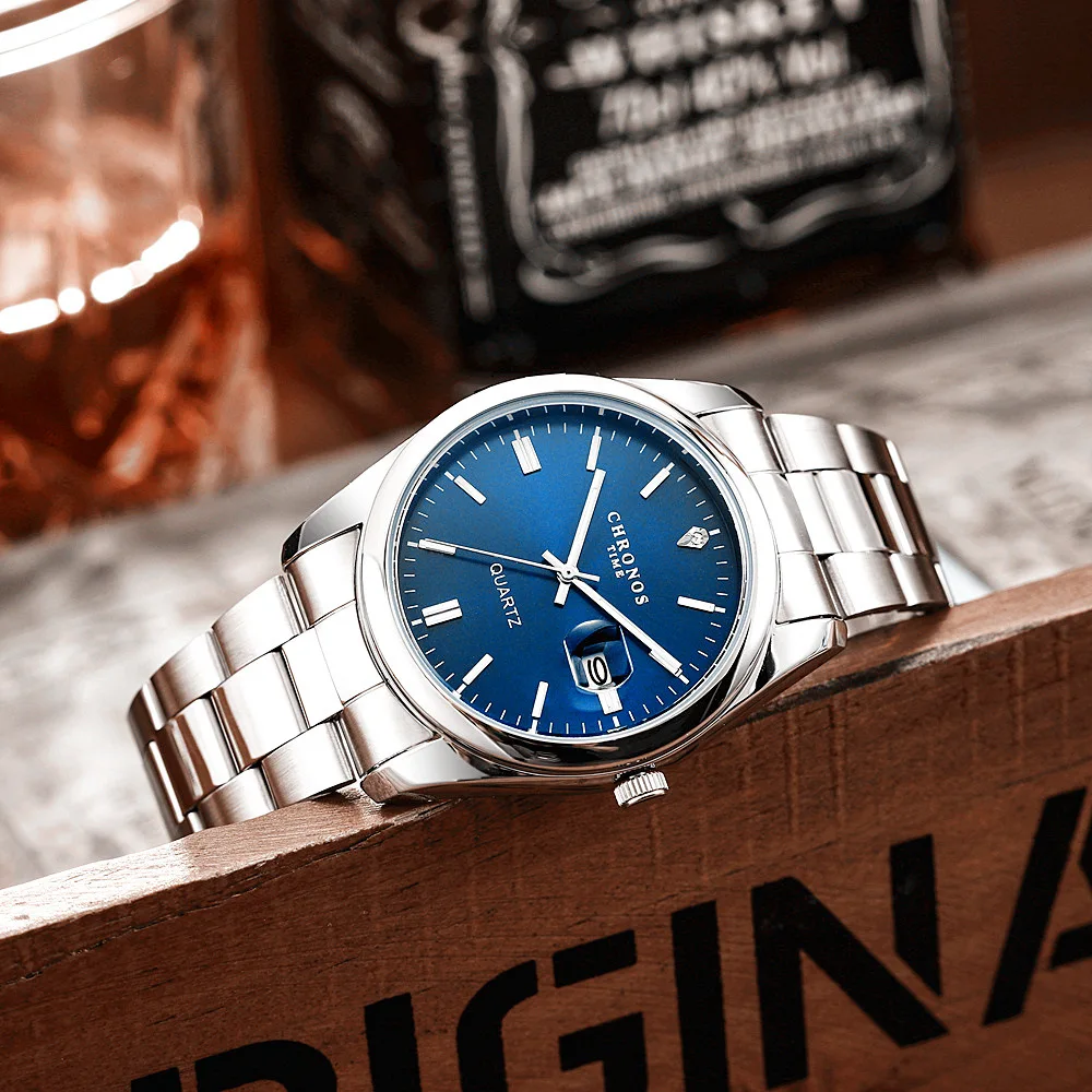 CHRONOS Topmerk Luxe Man Horloge Waterdicht Lichtgevende Datum Mannen Horloges Rvs Quartz heren Horloge Mannelijke reloj - afbeelding 1