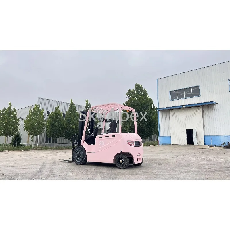 رافعة شوكية ببطارية عالية الجودة 3 طن رافعة شوكية كهربائية باللون الوردي مع بطارية ليثيوم مع دعم ما بعد البيع معتمد من CE