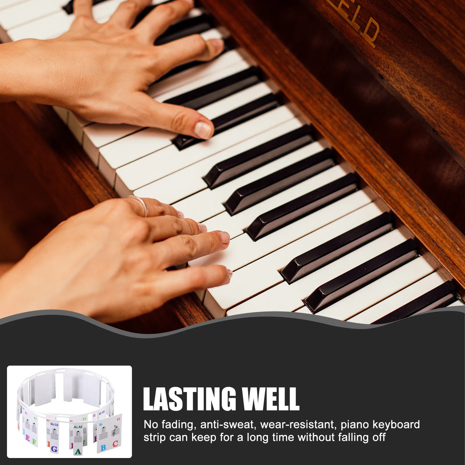 Piano Keyboard Note Strip 61 Keys Removable Non-Fading Piano Key Label Numbered Musical Notation Professional Learning Tool