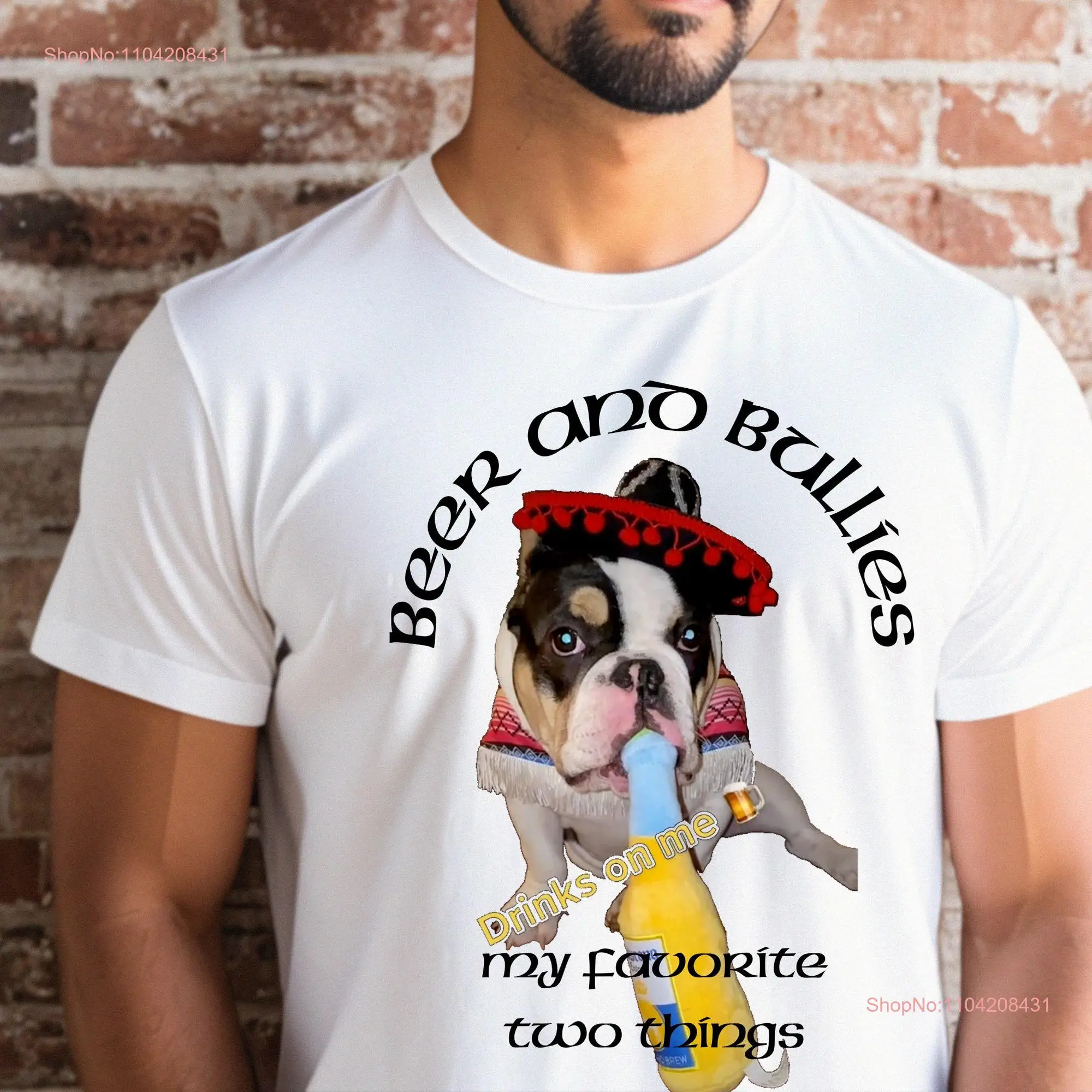 Beer And Bullies American Bully T shirt Enthusiast Lovers Dog Bella Canvas 3001 long or short sleeves