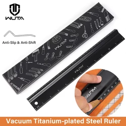 WUTA Leather Cutting Ruler Safety Ruler Titanium Plated Stainless Steel Protective Ruler Metal 30cm 12 inch Non-slip Craft Tools