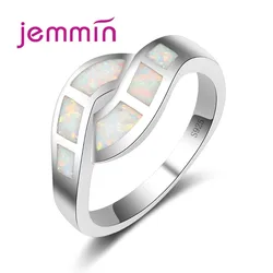 Exquiste Charming Cross Rainbow Opal Ring Simple 925 Sterling Silver Jewelry Geometric Women Bijoux Valentine's Day Gift