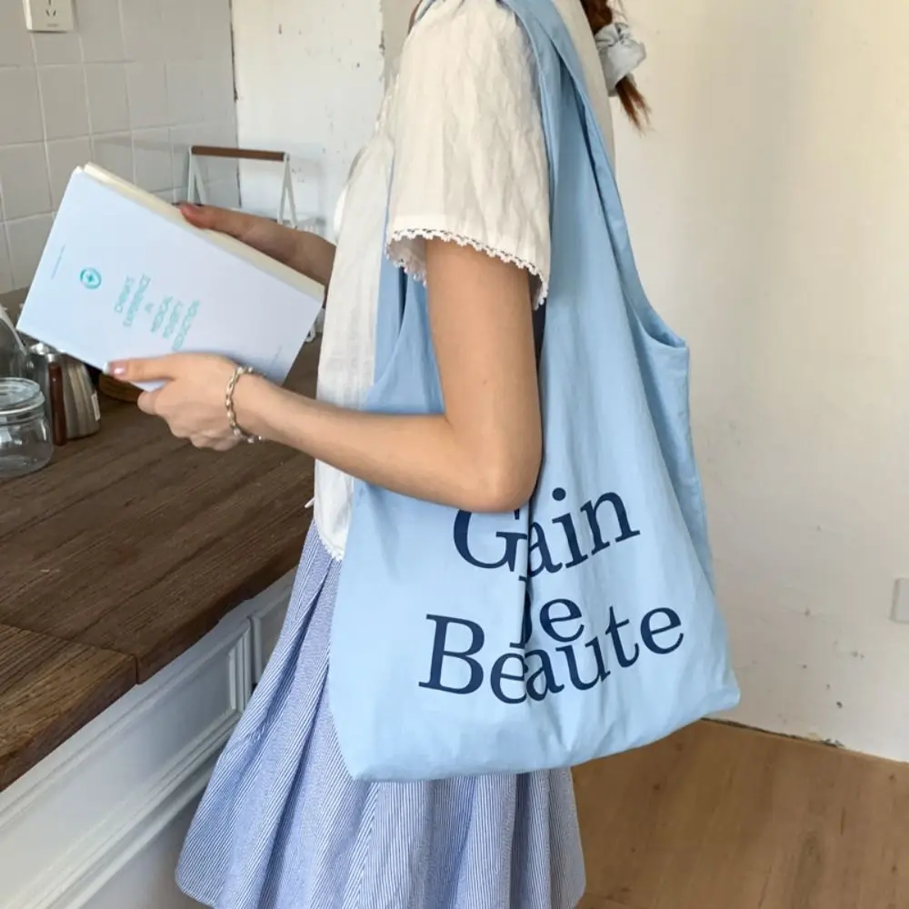 

Simple Korean Nylon Tote Bags Lightweight Casual Letter Shoulder Bag Shopping Large Capacity Commute Bag Women