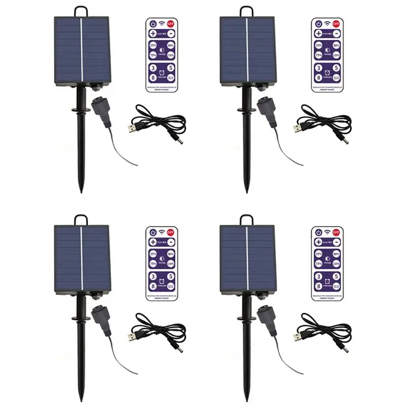 BAAU 4X 1200Mah Solar Panel Control Box Kits Lithium Battery Panel For 3.7V 24V LED String Strip Lamp DC Charging