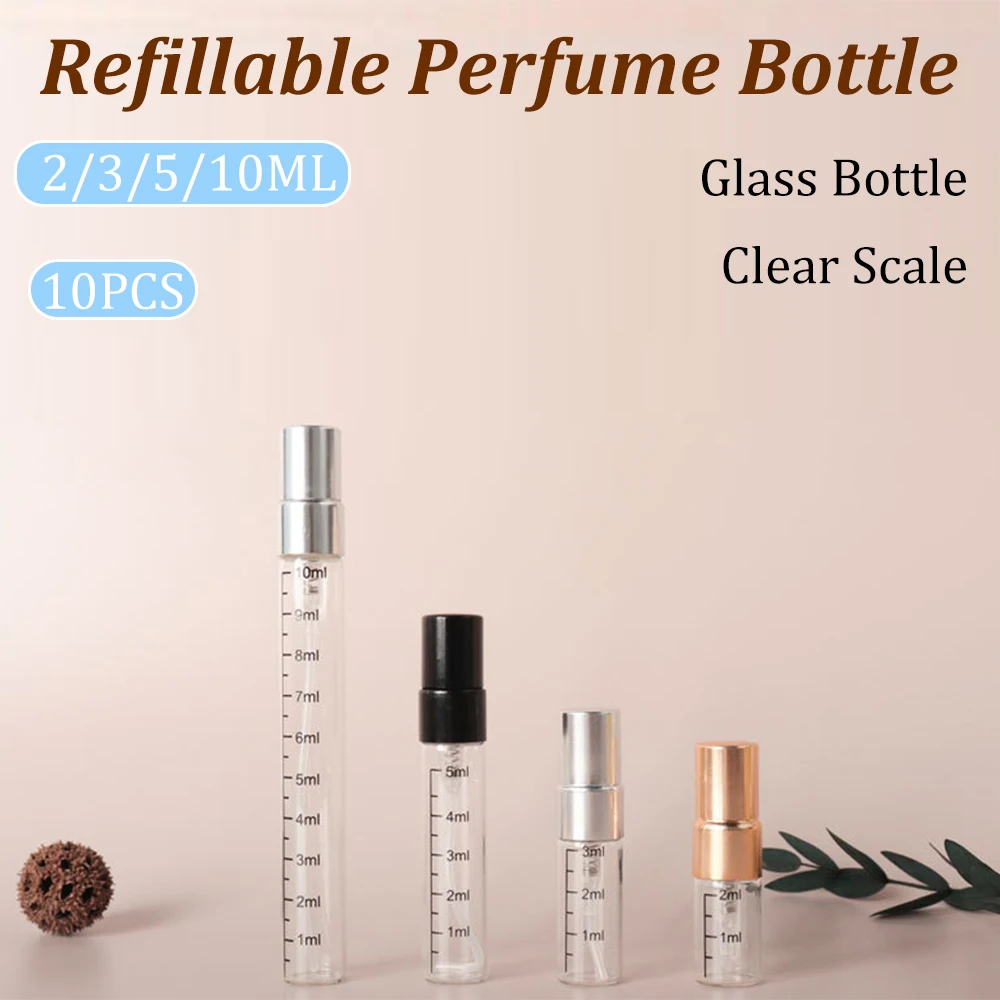 10 pièces 2ML 3ML 5ML 10ML bouteille de parfum rechargeable avec échelle Mini flacon pulvérisateur en verre atomiseur de parfum pour sac à main de voyage Portable