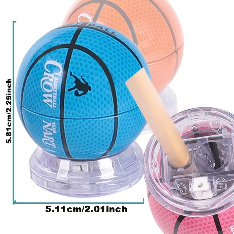 3-Hole Basketball Pencil Sharpener,Lid Included, Works for Various Thickness Pencils, Portable Stationery for School Office Home