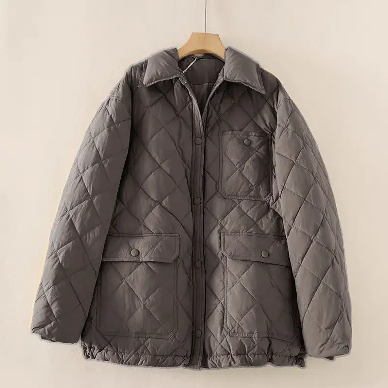 

2025 Autumn/Winter New Women's Down Jacket Loose Commuter Collar Lightweight White Duck Down Jacket