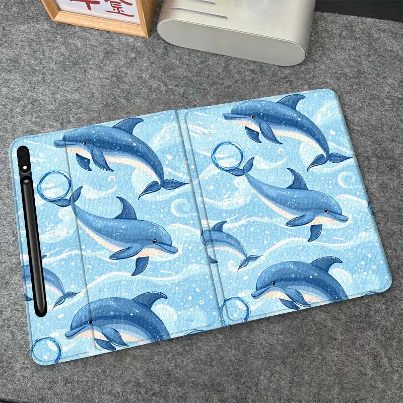 

Чехол для планшета Samsung Galaxy Tab S6 S7 S8 S9 S10 FE Plus Lite с изображением мультяшных животных (морская звезда, кошка, акула), мягкий, гибкий, с подставкой, подарок