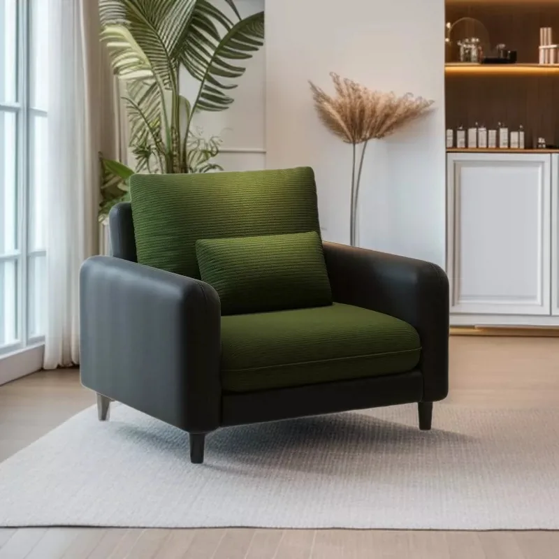 

Retro single sofa chair small apartment leather art single chair living room balcony leisure chair