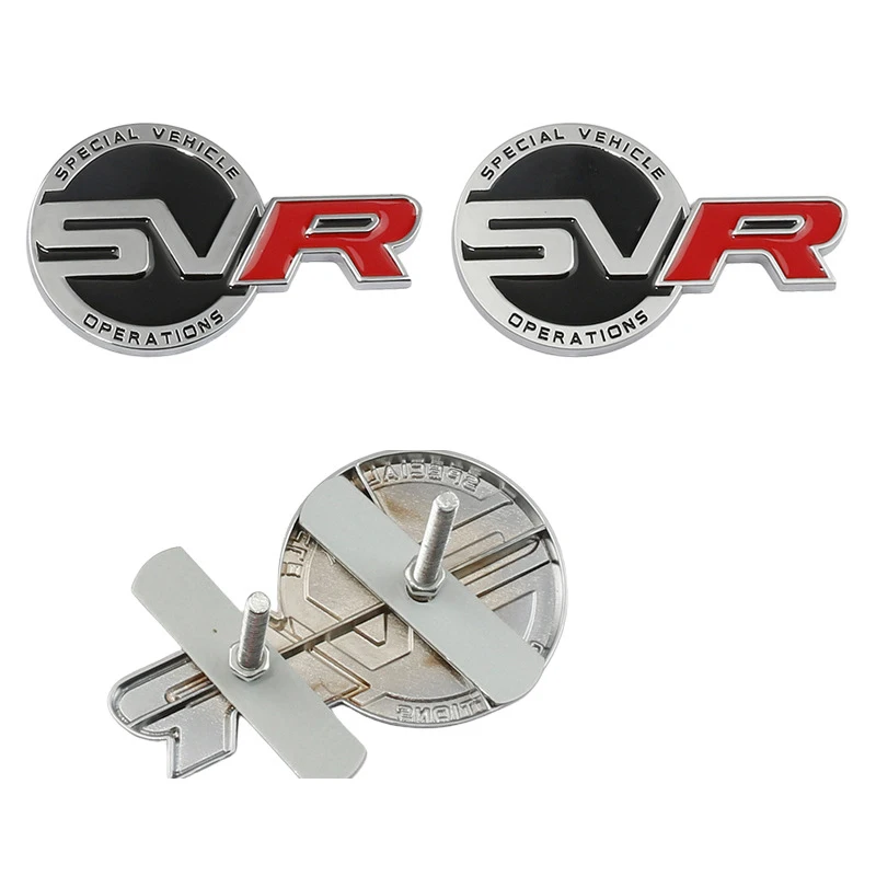 3d Metal Red Black Logo SVR Emblem Car Front Grill Badge Trunk Decal For  L494 Sport SVR Sticker Accessories