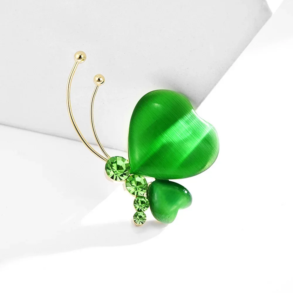 

New Green Butterfly Brooch Women's Jewelry Fashion Crystal Insect Pins Badge Clothes Suit Accessories Birthday Party Gift