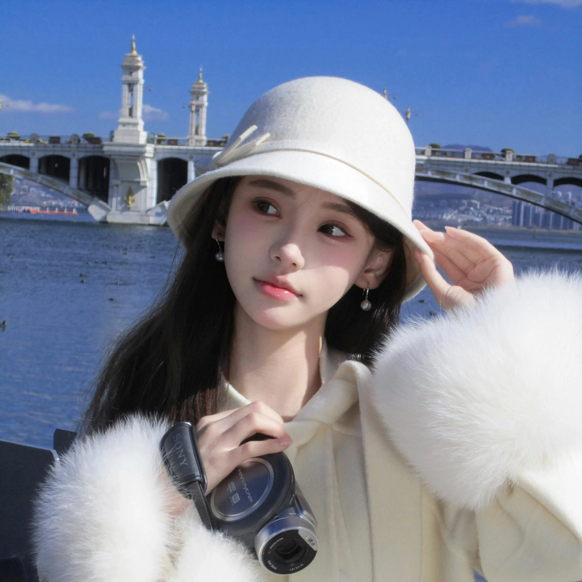 우아한 오드리 헵번 스타일 울 펠트 버킷 햇 - 프렌치 시크 샤넬 스타일 여성용 페도라 가을 겨울용