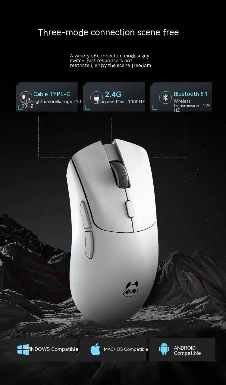 Imagem -06 - Ultra Gaming Mouse sem Fio Bluetooth Gamer Presentes para E-sport Gaming Paw3395 26000dpi 2.4g Modos Metapanda-p1