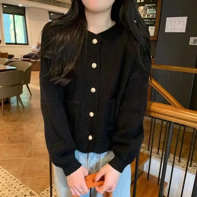 

Korean Style Candy Color Cardigan Women Pocket Single-breasted Autumn Winter Knitwear V-neck Cardigan Cute And Sweet Jacket Y2k