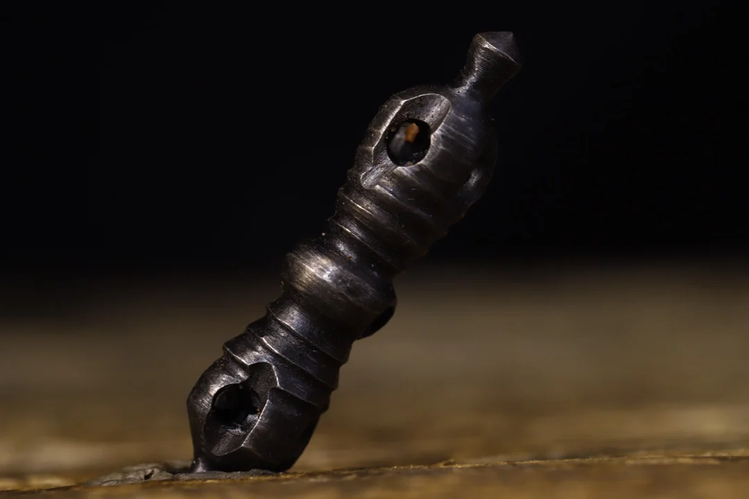 

2"Tibetan Temple Collection Old Tiantie Cinnabar Five Shares Dorje Vajra Phurpa Amulet pendant Town house Exorcism